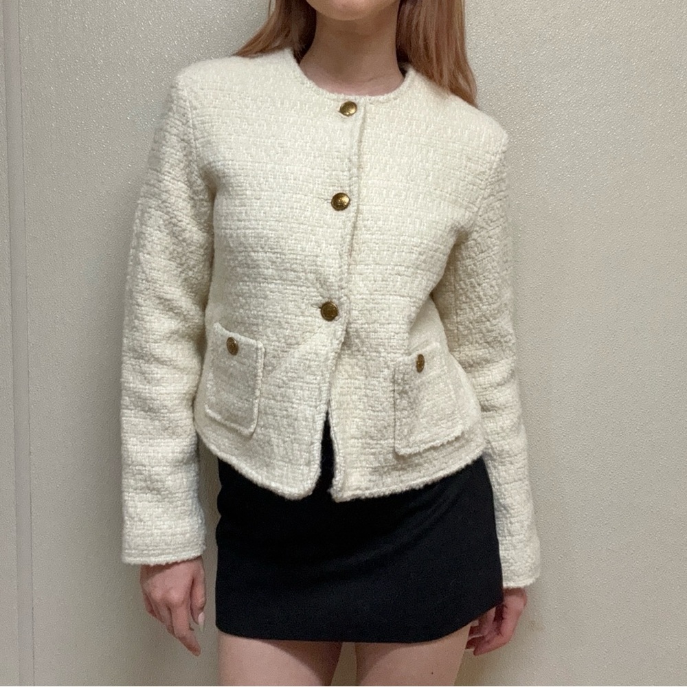 Cream Textured Jacket